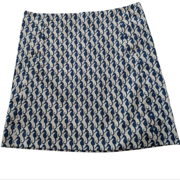 J. Crew Blue & White Seahorse Print Pencil Skirt Size 00‎ Women's - Picture 8 of 8